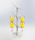 12 Arms White Cocktail Tree Stand Rack , 3 Layers Wine Glass Metal Display Rack